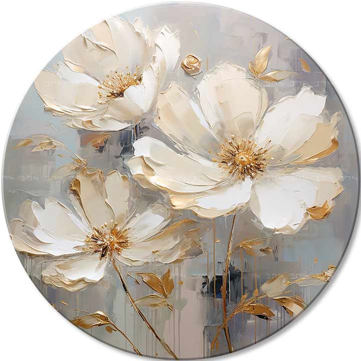 Okrugle slike akrilom Cvijeće u balskim haljinama | različite dimenzije