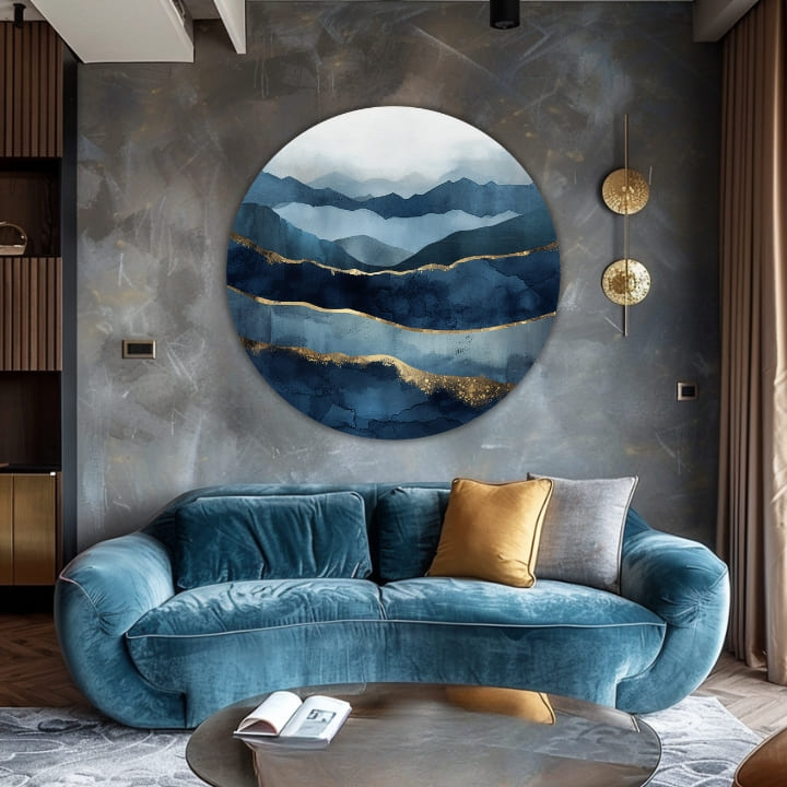 Okrugle slike s akrilnim apstraktnim oceanima | različite dimenzije