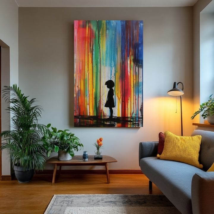 Slika RAINBOW SILHOUETTE na platnu | Oslikana struktura