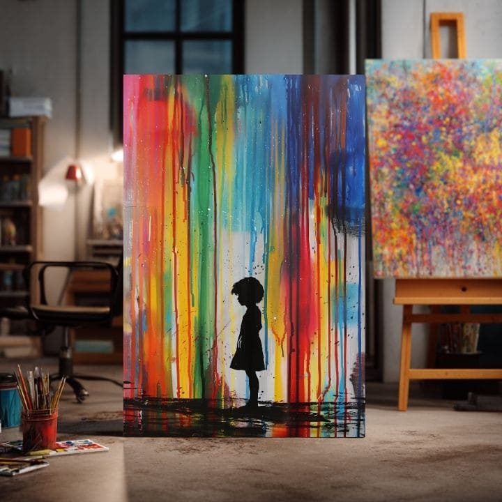 Slika RAINBOW SILHOUETTE na platnu | Oslikana struktura