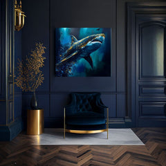 Dekorativna slika na platnu - PREMIUM ART - Shark Force in Dark Water - slika 4