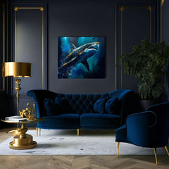 Dekorativna slika na platnu - PREMIUM ART - Shark Force in Dark Water - slika 3