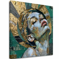 Slika Uzvišena ljepota – 3D platno gallery-wrap ručno dorađeno akrilom, detalji žene u art deco stilu.