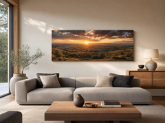 Panoramska foto slika u modernom interijeru iznad kauča – personalizirana zidna slika s vaše fotografije