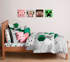 Slika na platnu s motivom minecraft likovi i životinje – detaljan pregled kompozicije, Papilora.