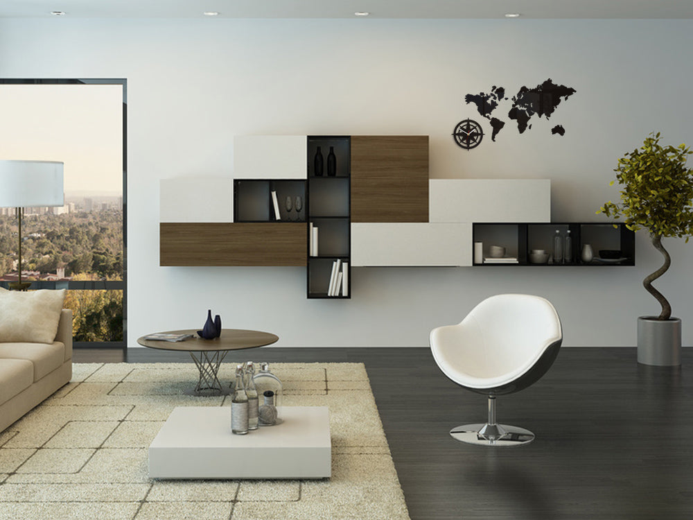 Zidni satovi WORLD MAP WENGE - slika 4