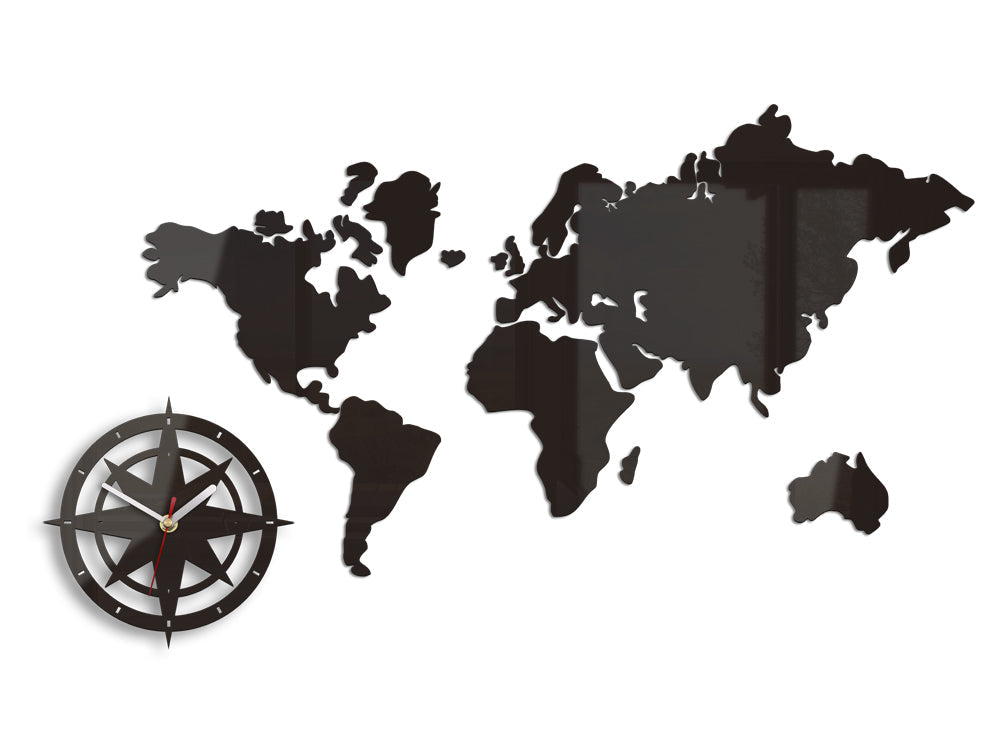 Zidni satovi WORLD MAP WENGE