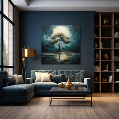 Moderni zidni dekor Drvo mjesečeve noći - PREMIUM ART