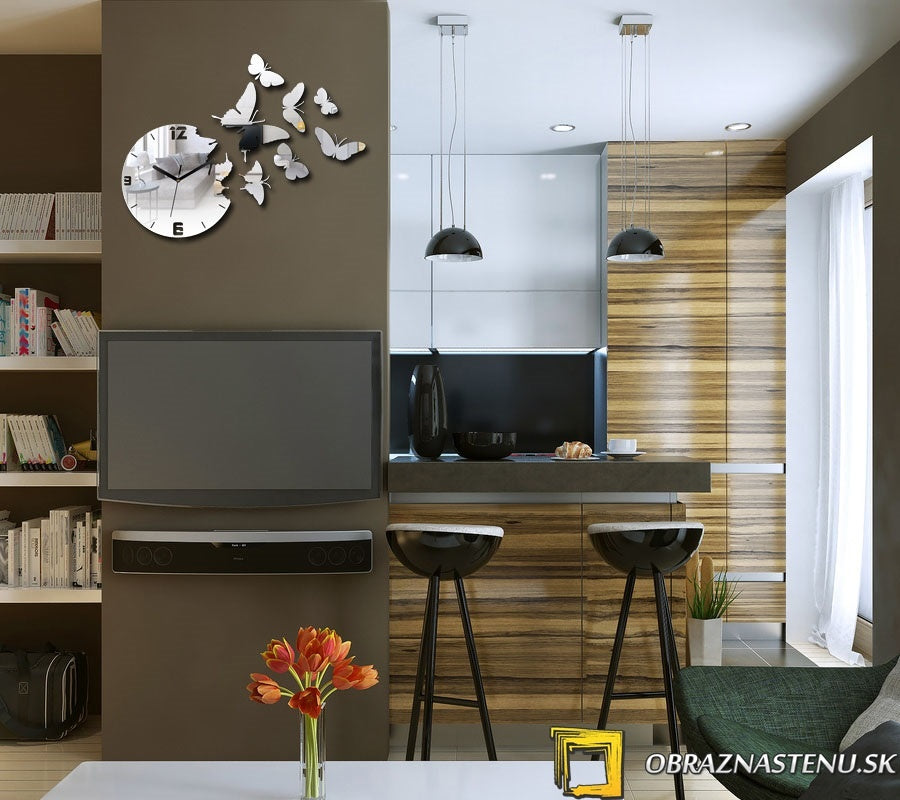 Zidni sat MIRROR BUTTERFLIES NH025