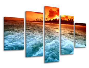 5-dijelna zidna slika WEST SLNKA ZS015E50