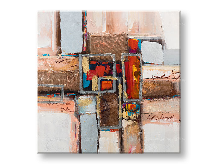 Ručno oslikana slika na zidu ABSTRAKT 70x70 cm – 3D perspektiva platna na drvenom okviru | 100 % original | akril na platnu ARTMIE | Papilora.sk