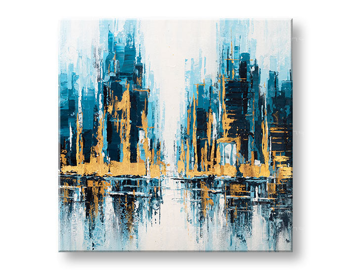 Ručno oslikana slika za zid GRAD 70x70 cm – 3D perspektiva platna na drvenom okviru | 100 % original | akril na platnu ARTMIE | Papilora.sk