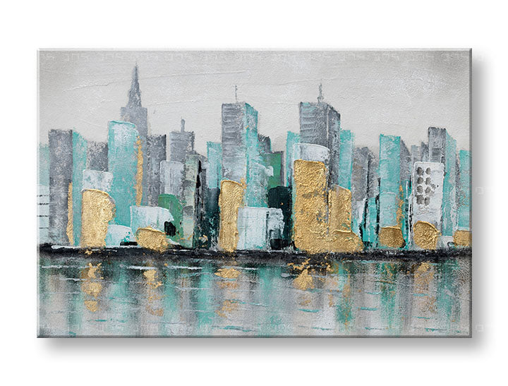 Ručno oslikana slika za zid GRAD 90x60 cm – 3D perspektiva platna na drvenom okviru | 100 % original | akril na platnu ARTMIE | Papilora.sk