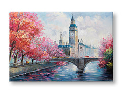 Ručno oslikana slika za zid GRAD 90x60 cm – 3D perspektiva platna na drvenom okviru | 100 % original | akril na platnu ARTMIE | Papilora.sk