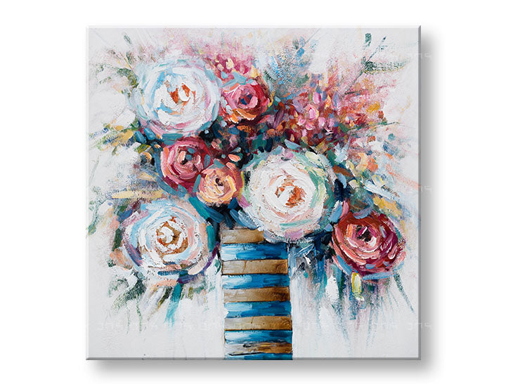 Ručno oslikana slika za zid CVIJEĆE 70x70 cm – 3D perspektiva platna na drvenom okviru | 100 % original | akril na platnu ARTMIE | Papilora.sk