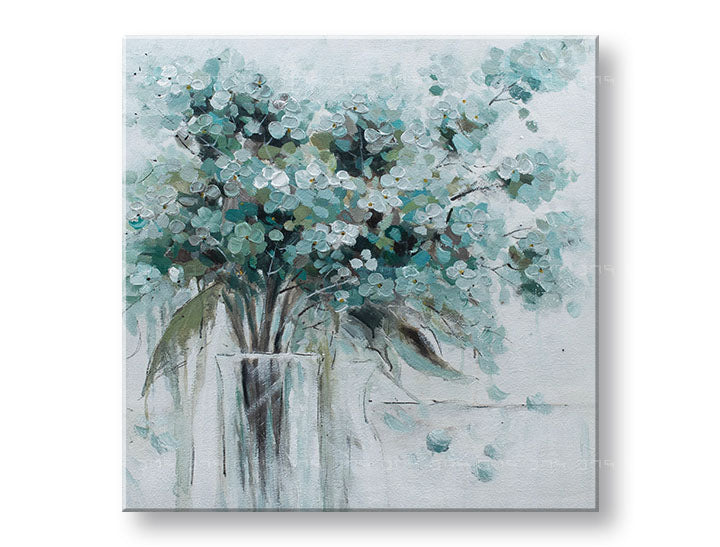 Ručno oslikana slika na zidu CVIJEĆE U VAZI 70x70 cm – 3D perspektiva platna na drvenom okviru | 100 % original | akril na platnu ARTMIE | Papilora.sk