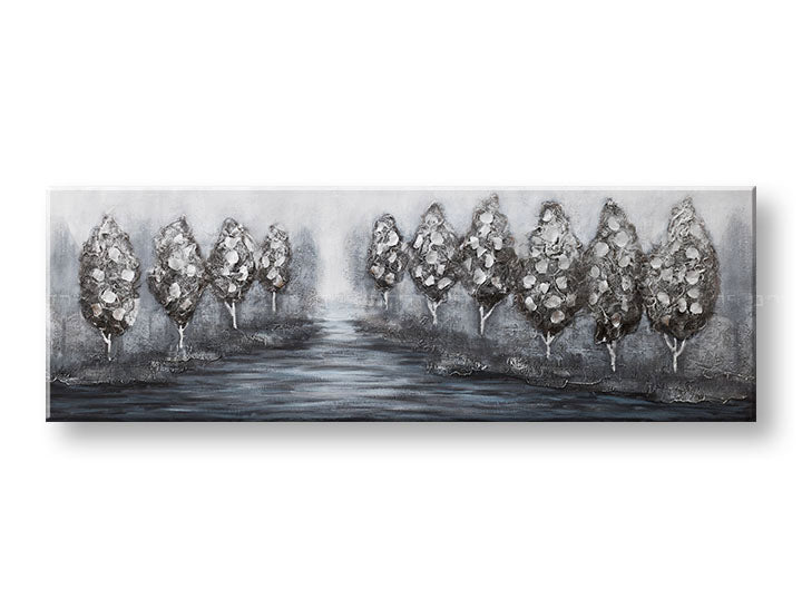 Ručno oslikana slika na zidu DRVEĆE 150x50 cm – 3D perspektiva platna na drvenom okviru | 100 % original | akril na platnu ARTMIE | Papilora.sk