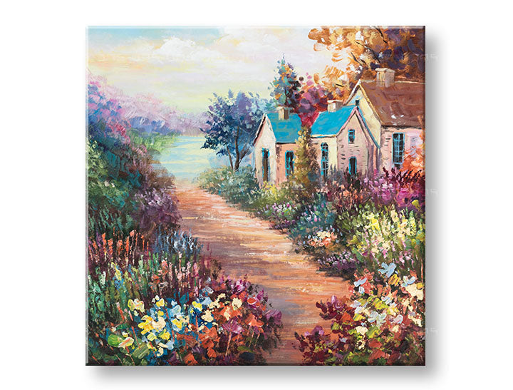 Ručno oslikana slika za zid KRAJOLIK 70x70 cm – 3D perspektiva platna na drvenom okviru | 100 % original | akril na platnu ARTMIE | Papilora.sk