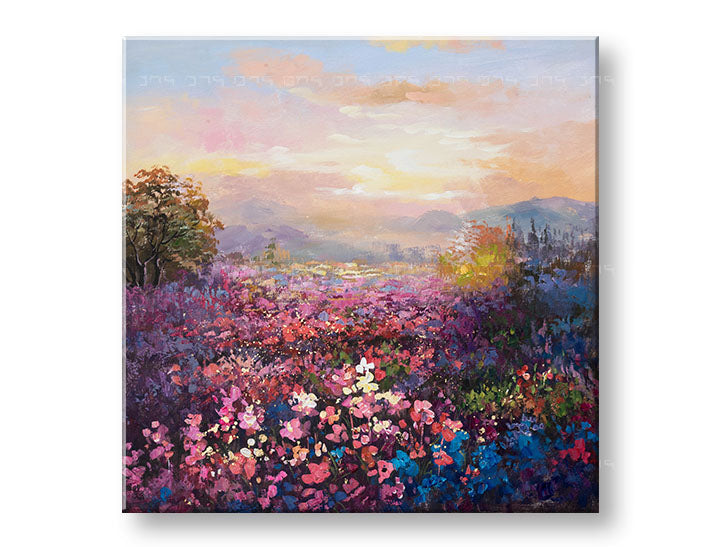 Ručno oslikana slika za zid KRAJOLIK 70x70 cm – 3D perspektiva platna na drvenom okviru | 100 % original | akril na platnu ARTMIE | Papilora.sk