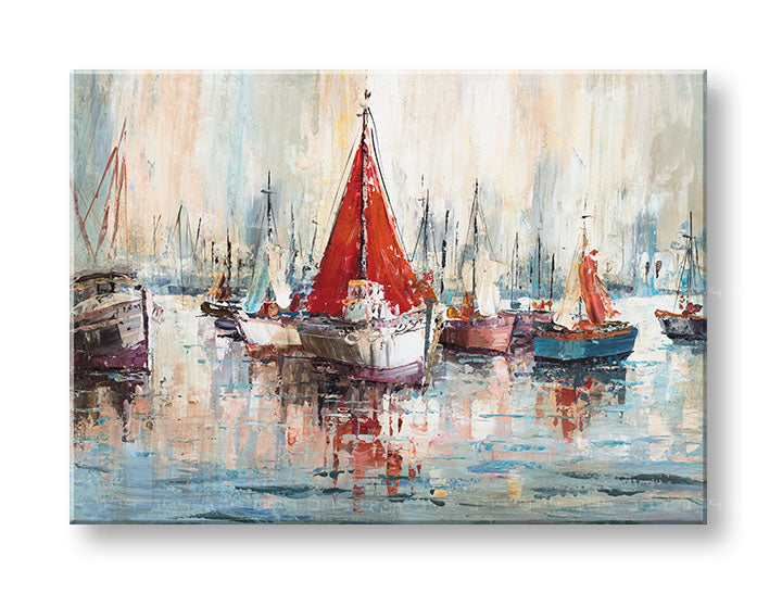Ručno oslikana slika za zid BRODOVI 70x50 cm – 3D perspektiva platna na drvenom okviru | 100 % original | akril na platnu ARTMIE | Papilora.sk