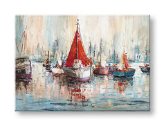 Ručno oslikana slika za zid BRODOVI 70x50 cm – 3D perspektiva platna na drvenom okviru | 100 % original | akril na platnu ARTMIE | Papilora.sk