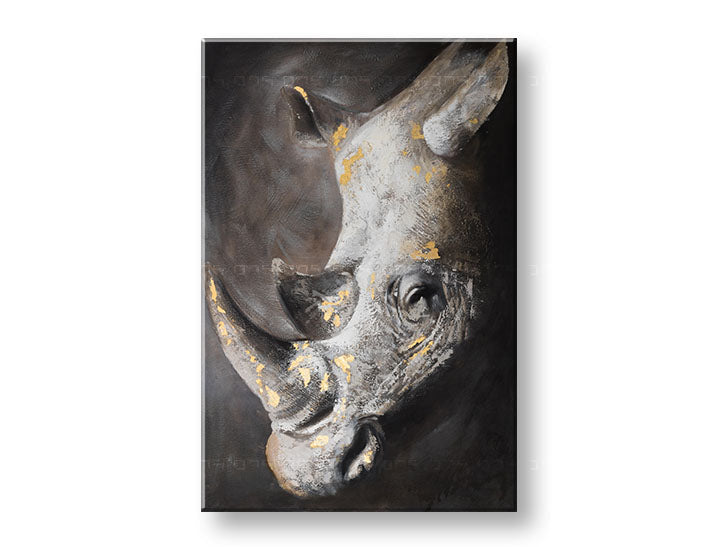 Ručno oslikana slika za zid NOSOROG 80x120 cm – 3D perspektiva platna na drvenom okviru | 100 % original | akril na platnu ARTMIE | Papilora.sk