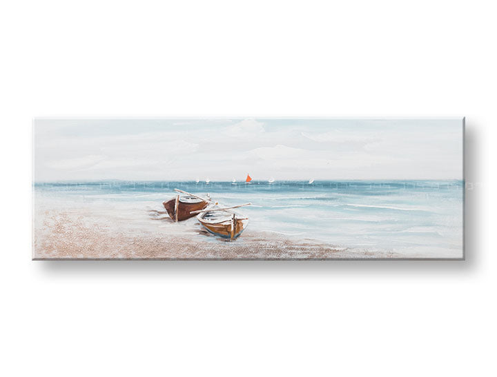 Ručno oslikana slika na zidu PLAŽA 120x40 cm – 3D perspektiva platna na drvenom okviru | 100 % original | akril na platnu ARTMIE | Papilora.sk