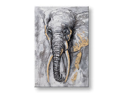 Ručno oslikana slika na zidu SLON 40x60 cm – 3D perspektiva platna na drvenom okviru | 100 % original | akril na platnu ARTMIE | Papilora.sk