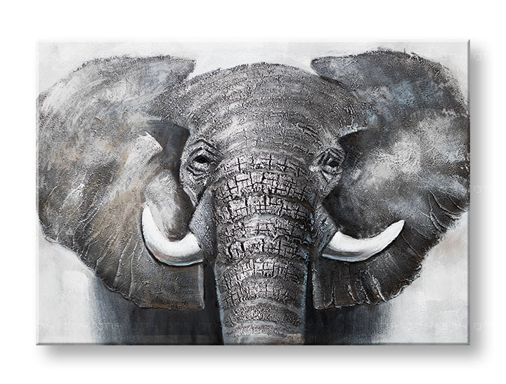 Ručno oslikana slika za zid SLON 100x70 cm – 3D perspektiva platna na drvenom okviru | 100 % original | akril na platnu ARTMIE | Papilora.sk