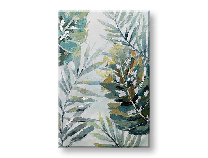 Ručno oslikana slika na zidu LIŠĆE 60x90 cm – 3D perspektiva platna na drvenom okviru | 100 % original | akril na platnu ARTMIE | Papilora.sk
