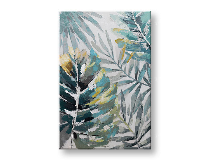 Ručno oslikana slika za zid LISTOVI 60x90 cm – 3D perspektiva platna na drvenom okviru | 100 % original | akril na platnu ARTMIE | Papilora.sk