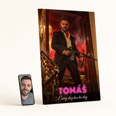 Primjer personalizirane slike na platnu iz fotografije kao mafijaški boss