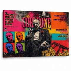 Pop art slika Kum s motivom Dona Vita Corleonea i filmskim citatima na kvalitetnom platnu, Papilora.