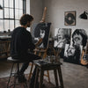 Ručno oslikana POP Art slika Bob Marley 1 dio bm – video prikaz procesa ručnog oslikavanja. Dominantne boje: crna, smeđa, bijela, zlatna.