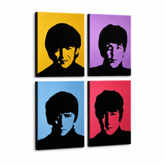Ručno oslikana slika na platnu s motivom pop art portreti glazbenika – 3D prikaz platna s vidljivim drvenim okvirom, Papilora.