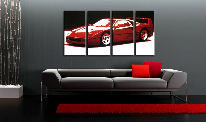 Ručno oslikana POP Art slika FERRARI F40 fer od 4 dijela