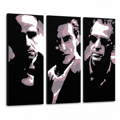 Ručno oslikana POP Art slika KUM od 3 dijela god3 – 3D vizualizacija ručno oslikanog platna na bijeloj pozadini. Dominantne boje: crna, ružičasta, bijela.