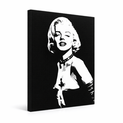 Ručno oslikana slika na platnu s motivom marilyn monroe crno-bijeli portret – 3D prikaz platna s vidljivim drvenim okvirom, Papilora.