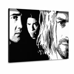 Ručno oslikana POP Art slika Nirvana 1 komad nir – 3D vizualizacija ručno oslikanog platna na bijeloj pozadini. Dominantne boje: crna, bijela, siva.