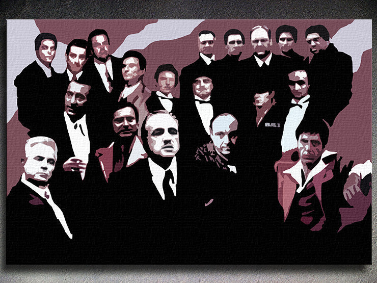 Ručno oslikana POP Art slika Obitelj mafije 1 komad obitelj2