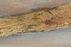 Detaljan prikaz teksture ručno oslikane slike Nebo 90x110 cm, s vidljivim potezima kista i metalik zlatnim akcentima na platnu.