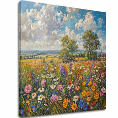 Slika Ljetna livada – premium 3D canvas gallery-wrap platno ručno dorađeno akrilom, s realističnom teksturom cvijeća.