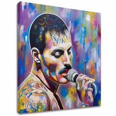 Slika Freddie Mercury – ekspresivni pop-art portret, 3D platno gallery-wrap ručno dorađeno akrilom.
