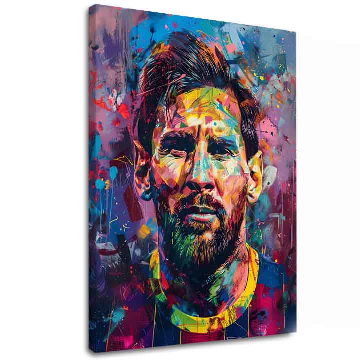 Ručno oslikana premium slika na platnu sa zlatnim akcentima s motivom portret muškarca u pop art stilu – 3D prikaz platna s vidljivim drvenim okvirom, Papilora.
