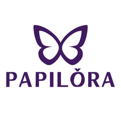 Slika na platnu s motivom ljubičasti leptir i natpis papilora – dodatni prikaz s vidljivom teksturom i kompozicijom, Papilora.