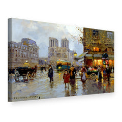 Slika na platnu Trg Saint-Michel i Notre-Dame – Édouard Cortès, 3D prikaz