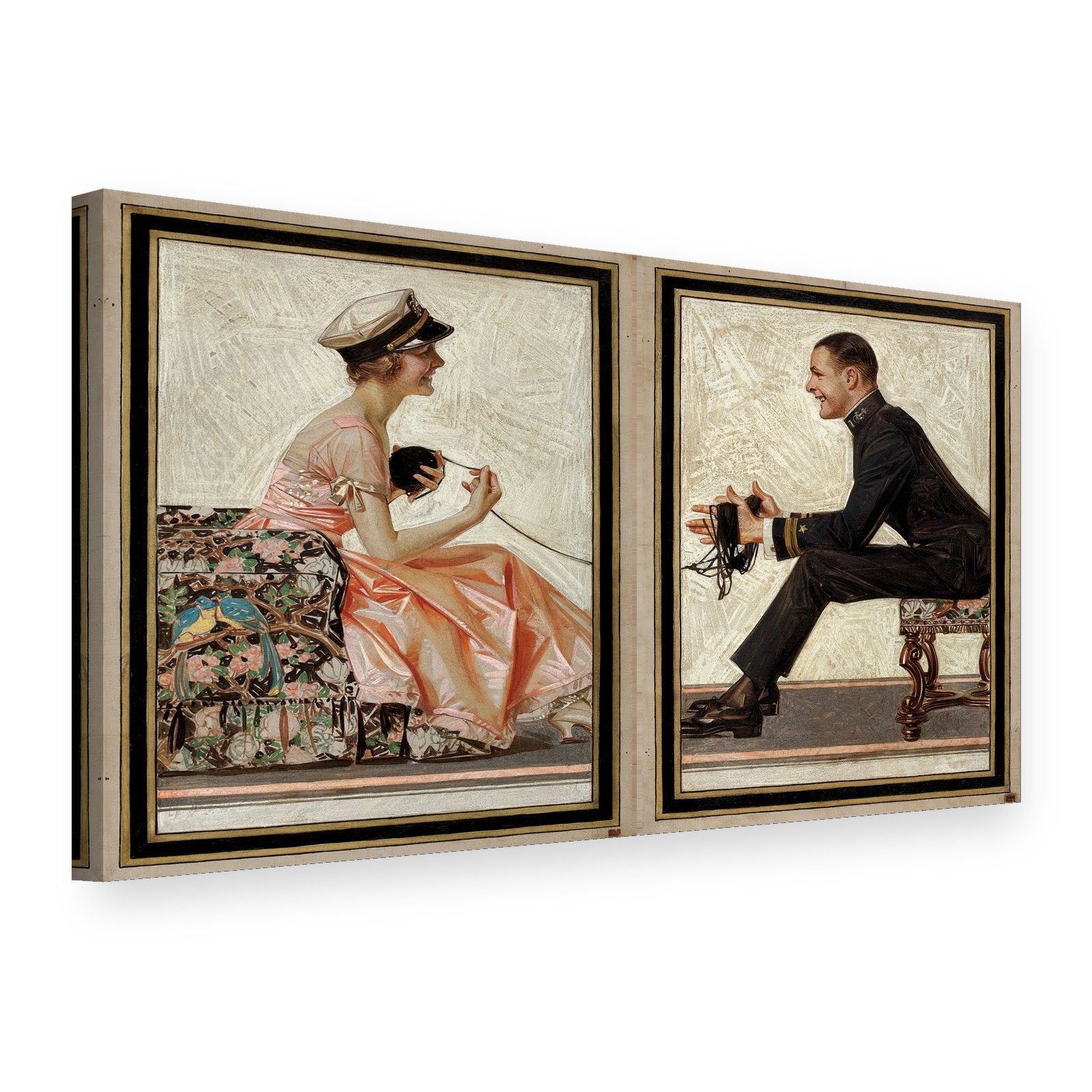 Slika na platnu Zaljubljene ptičice – J. C. Leyendecker, 3D prikaz