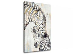 Slika na platnu s motivom majka zebra s mladunčetom – 3D prikaz platna s vidljivim drvenim okvirom, Papilora.