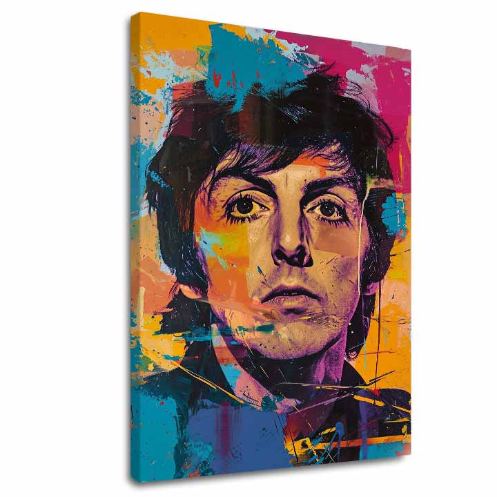 Ručno oslikana premium slika na platnu sa zlatnim akcentima s motivom portret muškarca u pop art stilu – 3D prikaz platna s vidljivim drvenim okvirom, Papilora.
