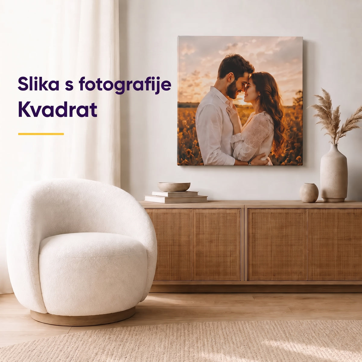 Kvadratna foto slika na platnu – personalizirana zidna slika s vaše fotografije